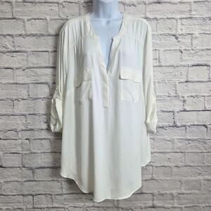 NWT Torrid Blouse Size 3X (22-24) Harper White Georgette Popover